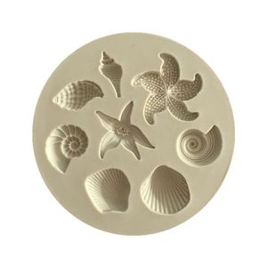 Molde de pastel de estrella de mar, caracola biológica del océano, conchas marinas, molde de silicona para pastel de Chocolate, molde de Chocolate DIY, herramientas para pastel líquido de cocina WB2588