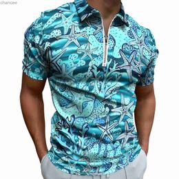 Zeester Casual T-shirts Poloshirts met koraalrifprint Cool shirt Strand Korte mouwen Design Kleding Grote maat HKD230825