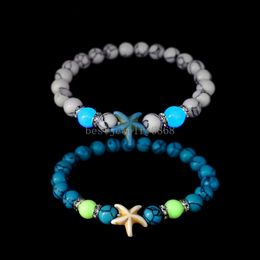 Bracelet des perles de charme étoilé GLOW dans la fluorescence nocturne lumineuse sombre avec hurlement turquoise pour hommes Femmes Halloween Gift