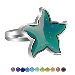 Bague d'humeur étoile de mer, anneaux de couleur changeante réglables