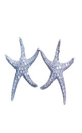 Starfish Style Earring White Gold rempli 5a Clear Diamond CZ Engagement Mariage Boucles d'oreilles pour femmes Festival Gift6647462