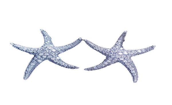 Starfish Style Earring White Gold rempli 5a Clear Diamond CZ Engagement Mariage de mariage Boucles d'oreilles pour femmes Festival Gift4736293