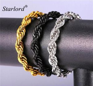 Bracelets de corde de Starlord Couleur or en acier inoxydable pistolet noir 9 mm 21cm hommes bijoux Bracelet de chaîne à main GH2179 Lien 264W3595008