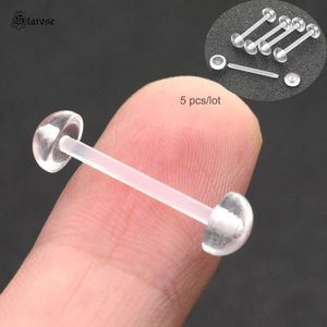 STAROSE 5PCSLOT 16x16mm Zachte acryl Half heldere kogeltong Piercingstang Ringen Nipple Langue Tongpiercing sieraden 240429