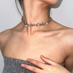 Collar de niña picante con borla de estrella Starry Cluster Sier, gargantilla coreana con diseño de nicho de Instagram 2023