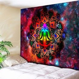 Nuit étoilée Galaxy Décor Psychédélique Tapisserie Tenture Murale Mandala Indien Tapisserie Hippie Chakra Tapisseries Boho Mur Tissu T2006210M