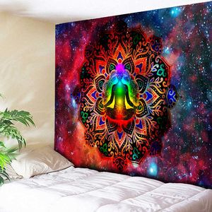 Tapiz psicodélico de decoración de galaxia de noche estrellada, tapiz colgante de pared de Mandala indio, tapices de Chakra Hippie, tela de pared Bohemia 210609