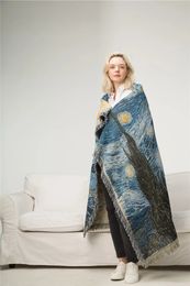 Noite estrelada estrela tapeçaria de algodão malha grosso cobertor quarto tapete colcha toalha pendurado cobertor decoração casa 240106