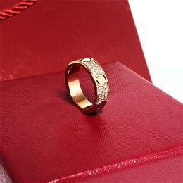 Starry Ring Love Rings Nail Ring Designer For Womens Titanium Steel Rose Gold Silver plaqué de diamant complet pour l'homme Gift de fiançailles de mariage 4 5 6 mm Multi Size14