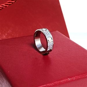 Starry Ring Love Rings Nail Ring Designer For Womens Titanium Steel Rose Gold Silver plaqué de diamant complet pour l'homme Gift de fiançailles de mariage 4 5 6 mm Multi Size17