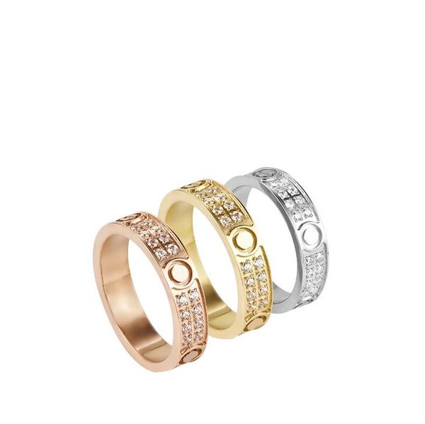 Anillo estrellado anillos de amor diseñador de anillos de uñas para mujer Acero de titanio chapado en oro rosa plateado con diamantes completos para hombre Anillos de boda Compromiso gif