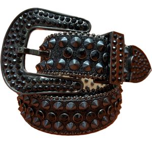 Ceinture Simon Bb noire ciel étoilé, ceinture spéciale avec pointes, série style Punk, ceintures en strass