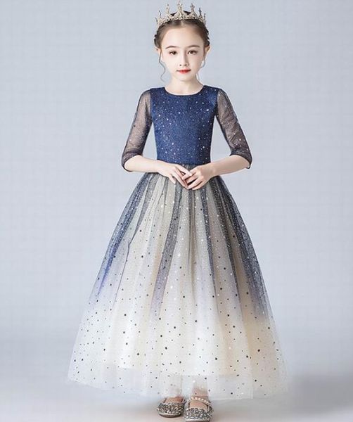 Ciel étoilé robe de fille de fleur robe de bal paillettes étoile Performance robe de soirée enfants vêtements 413Y E98885019279