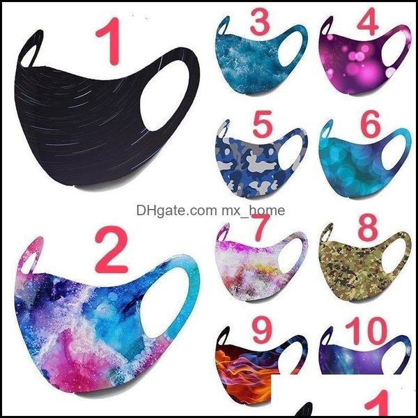 Starry Sky Masques Galaxy Camouflage Motif Coton Masque Visage Hommes Femmes Mignon Bouche Oreille Boucle Réglable Er Designer Drop Delivery 2021 Party Fe