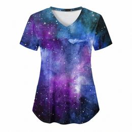 Sterrenhemel Print Scrub Tops Vrouwen Phcist Werken Uniform Verpleegkundige Scrub Uniformes Medicos Para Mujer Tand Huisdier Verpleging Werkkleding L0qv #