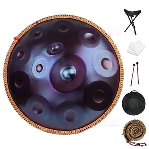 22-Inch Starry Sky Purple Handpan Drum, Steel Tongue D Minor, 440HZ with 9/10/12 Notes for Yoga Meditation and Beginners