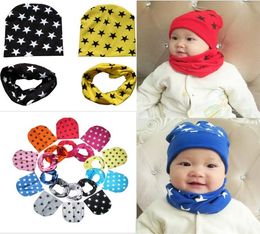 Étoiles Bonnet Chapeau et Écharpe Ensemble Bébé Enfants Mignon Hiver Bandana Crâne Casquettes 2 Pièces Ensembles Garçons Filles Enfant Coton Écharpe Bandeau Chapeaux4194726