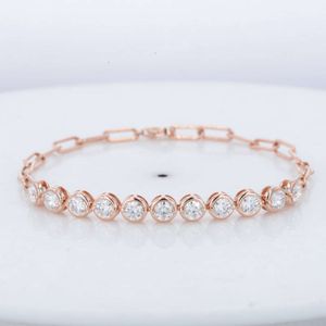 Starsgem personnalisé rond brillant coupe 3.5mm 10k 14k or moissanite laboratoire diamant moissanite bracelet chaîne femmes