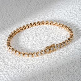 Starsgem – bijoux fins, réglage de lunette en or 10K, Tennis avec Bracelet en chaîne en diamant Moissanite rond brillant de 2.5Mm