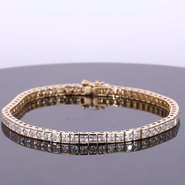 Starsgem Fine Jewelry 9k 14K Gold 4 mm Round SyntheticMoissanite Tennis Mossine Diamond Chain Charm Bracelet
