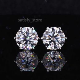 Starsgem Lab Diamond Jewelry Mingle d'oreille en diamant 4 carats Round D Boucle d'oreille de goujon en diamant incolore