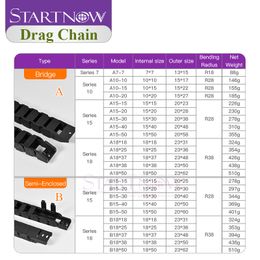 Startnow Cadenas de cable de plástico Carrier de cable de la cadena de arrastre semi-encerrado con conectores finales para las piezas