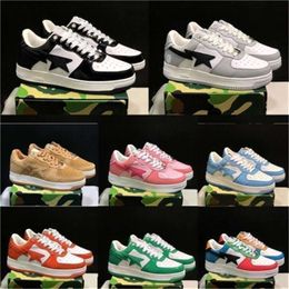 Stas Bapestass Sk8 Sta Zapatos Mujer Zapatos Cuero Negro Color Camo Combo Rosa Abc Camos Azul Gris Naranja Verde Zapatillas Deportivas