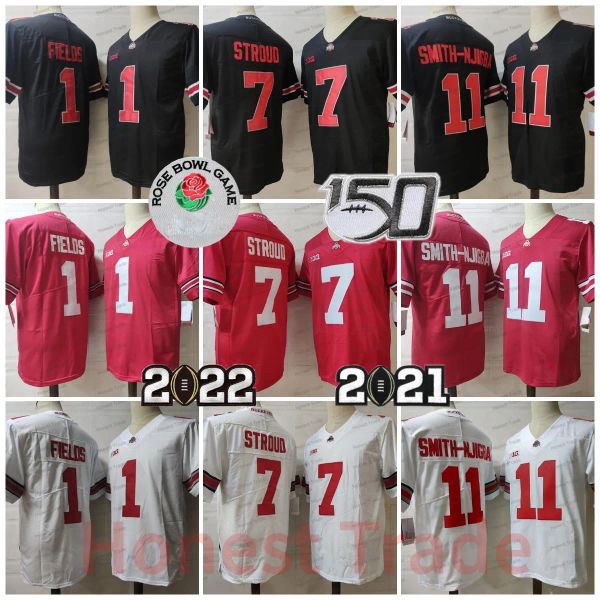 State Football Football Jerseys Football Ohio Jerseys NCAA Buckeyes 7 Stroud Jersey 11 Smith-Njicba Justin Fields Rouge Noir Blanc College Me