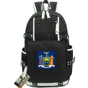 État de New York Backpack Empire Empire Daypack Banner Banner Badge Badge Print Rucksack Casual Schoolbag Day Day Day Pack