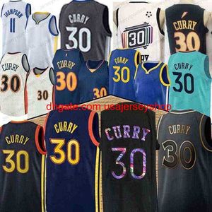 State Stephen nouveau 30 Curry 11 Thompson maillot de basket-ball hommes bleu blanc noir maillots de basket-ball 2020