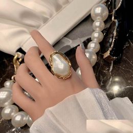 Déclaration grande perle baroque anneaux ouverts pour les femmes 2021 nouveaux bijoux personnalité anneau réglable livraison directe Dhgarden Othaq