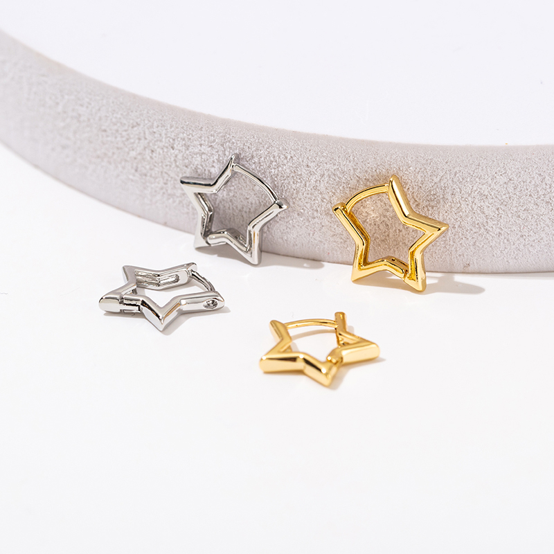 Dichiarazione Gold Color Plaked Bold Star Hoops resistente resistente alle donne Huggies Earring Piercing Accessorio Gioielli Regali