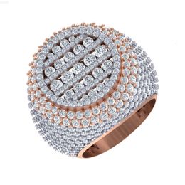 Anello da uomo con vero diamante da uomo in oro giallo rosa 14kt Designer Hiphop Anello da uomo Anelli a grappolo Igi geometrici