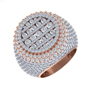 Bague en diamant véritable pour hommes, bague de styliste en or Rose jaune 14 carats, hip hop, bague géométrique Igi Cluster