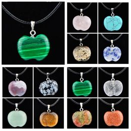 Verklaring Ketting Sieraden Goedkope Healing Kristallen Touw Lederen Kettingen Drop Ronde Bloem Kruis Apple Natuursteen Hangers Stenen Ketting