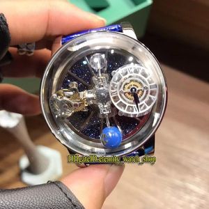 Statische versie EPIC X CHRONO CR7 astronomische tourbillon skelet aventurijn wijzerplaat Zwitsers quartz herenhorloge zilverkleurige kast blauwe band 267U