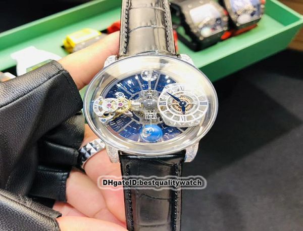 Version statique Epic X Chrono CR7 ASTRONOMnical Tourbillon Squelette Crystal Calle Silver Diamond Case Swiss Quartz Mentiers Watch Leather8211946