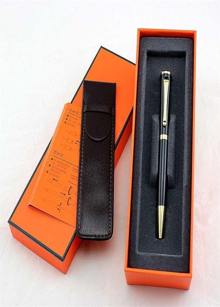 Papeterie stylo à bille de luxe encre noire recharge moyenne stylos à bille roulante fournitures scolaires et de bureau sac et boîte à crayons en cuir 2209273915
