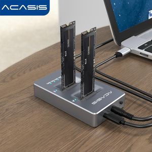 Stations Acasis M.2 Externe harde schijf NVME Dual Bay Bekleding Kloon Docking Station M.2 om C USB 3.1 SSD -schijf voor computer te typen