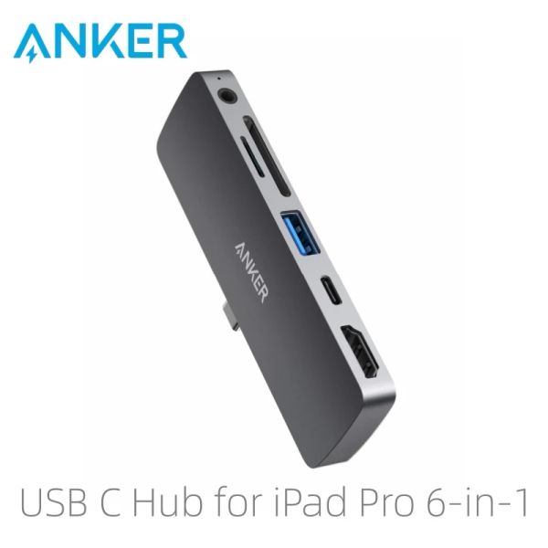 Stations Anker USB C Hub pour iPad Pro, Adaptateur PoweRexPand Direct 6in1, avec livraison de puissance 60W, 4K HDMI, Audio, USB 3.0, SD et Micros