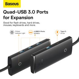 Stations Baseus Lite Series 4Port USBA USBB Typec Hub Adapter (USBA naar USB 3.0*4) 25cm