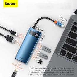 Stations Baseus USB C Hub Type C tot HDMICompatible USB 3.0 PD 4K Gigabit Ethernet Splitter Dock Docking Station voor MacBook Pro Notebook