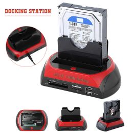 Stations Hard Disk Drive Dock Case 2Dock Dual Bay Hard Disk Drive HDD Docking Station Esata Card Reader USB Hub HDD Bekledingstation