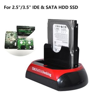 Estaciones Estación de acoplamiento de disco duro 2,5 3,5 pulgadas IDE SATA HDD SSD USB para saciar ranuras de adaptador de corriente IDE caja externa para PC portátil