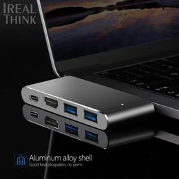 Estaciones IREALTHINK USB Tipo C Adaptador USB Splitter PD 100W Tipo C Hub OTG Conector ipad Dock Hub para MacBook Pro