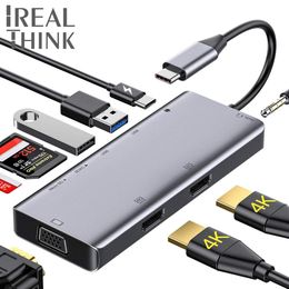 Stations IREALTHINK USB TYPE C HUB USB C Adaptateur MacBook Dock Double Adaptateur Adaptateur ordinateur portable Splitter USB 3.1 C HUB TYPE C