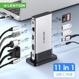 Estaciones Lention USB C Estación de acoplamiento Tipo C a HDMI 4K60Hz 104M/B SDTF Reader 3.0 para MacBook Pro/Air iPad Perifherals RJ45 1000M Dock