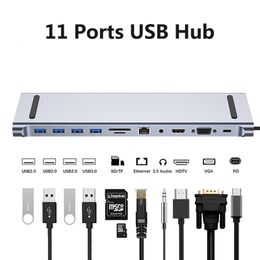 Stations Multiportts USB C Hub Station d'accueil avec HDMICOMPATIBLE PD Fast Charger Adaptateur pour MacBook Air MateBook Pro Accessoire
