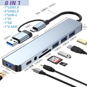 Stations Noklead 4/5/7/8 dans 1 hub USB C Document Station USB C Hub Adaptateur de moniteur multiple PD SD TF Carte vidéo pour MacBook Lenovo, etc.