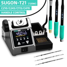 Stations Sugon T21 Station de soudage compatible Astuce de soudage d'origine 210/245/115 Handle Control Contracle Temperature Welding Rework Station